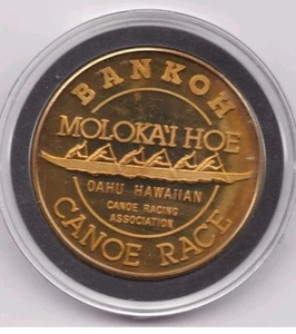 HAWAII 1987 Molokai Hoe Canoe Race Coin Medal Token Bank of Hawaii - Picture 1 of 2