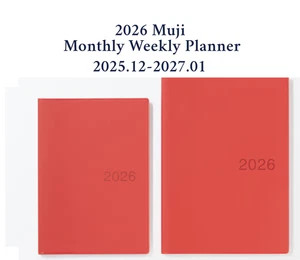 Muji 2026 Monatlicher Wochenplaner Rot 2025.12-2027.1 B6 oder A5 - Bild 1 von 9