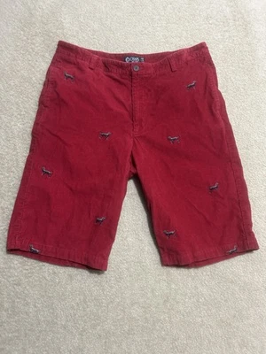 Vintage Chaps Corduroy Shorts Embroidered Labrador Dogs 38x30 Red Casual Preppy - Image 1 of 4