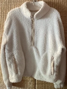 No Boundaries Women’s Cream Fluffy 1/4 Zip with Pocket Size Junior XL (16-18) - Picture 1 of 20