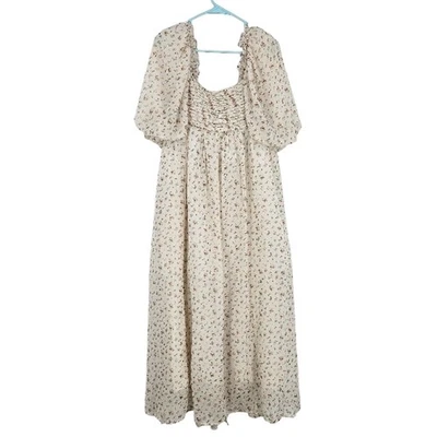 Worth Collective Melody Maternity Maxi Dress Cream Floral Pleated Bow NWT Sz XL - Image 1 of 4