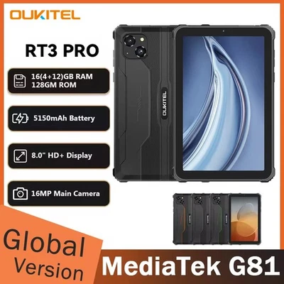 Oukitel RT3 Pro Rugged Tablet PC 4GB+128GB 8" HD 5150mAh 16MP Camera Android 14 - Image 1 of 4