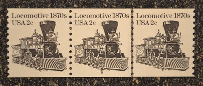 USA1982 #1897a  2c Locomotive 1870s - Plate Number Coil Strip of 3  (#3)  PNC - Image 1 of 4
