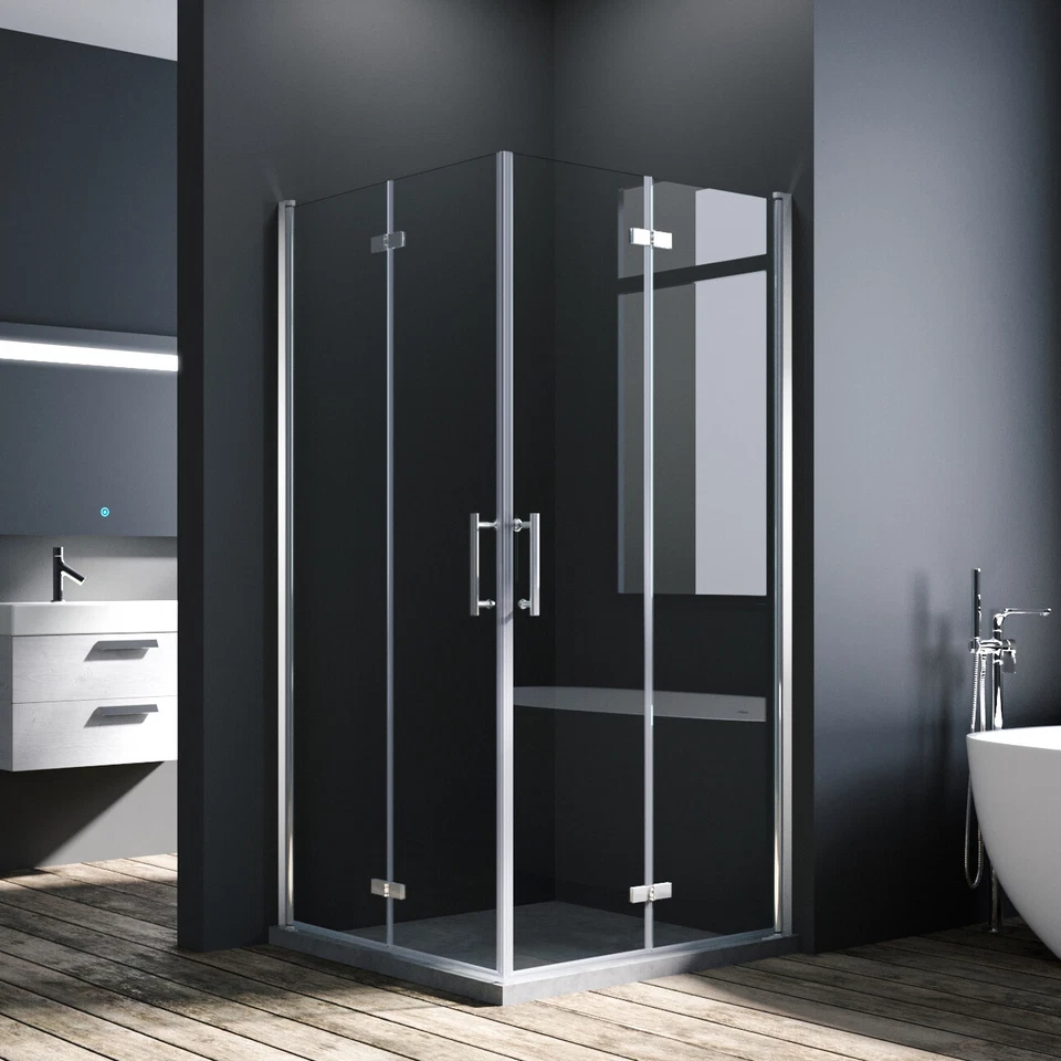 SONNI Duschkabine Duschabtrennung 180° Falttür 80x80 90x90 120x90 120x80 100x90 Dusche