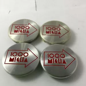 Set 4 Mille 1000 Miglia Wheel Center Caps Silver Machined Red Letter 52.5mm MIG6 - Picture 1 of 4