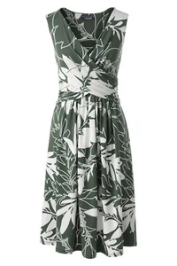 Lands'End Women's Wrap Front Fit & Flare Dress Knee Length S Balsam Leaf #496589 - Picture 1 of 3