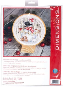 Dimensions Counted Cross Stitch Kit - Joyful Snow Globe - 6" Durchmesser Neu - Bild 1 von 1