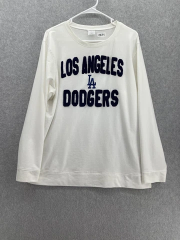 LA Dodgers MLB Adults Pullover Sweater White Long Sleeve Size 2XL Round Neck Cover