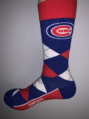 CHICAGO CUBS MLB BASEBALL JERSEY LOGO ARGYLE DRESS SOCKS MENS LARGE - Image 1 of 2