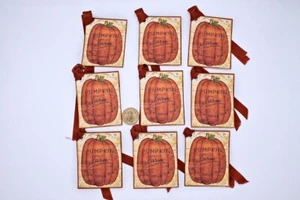 9~Primitivo~Otoño~Granja de calabazas~Cartutería de lino~Regalo~Colgar~Etiquetas - Imagen 1 de 1