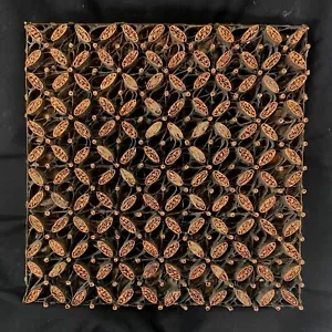 Copper Tjap Cap Chop Stamp Artisan Batik Oval & Dot Grid 8" x 8" Handmade - Picture 1 of 2