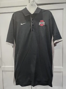 Nike Dri-Fit Ohio State Buckeyes Polo Shirt Sz Large BLack Gray Short Sleeve - Picture 1 of 6