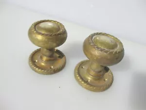 Vintage Brass Door Knobs Handles Plates Reclaim Old Rope Edge Georgian STYLE - Picture 1 of 11