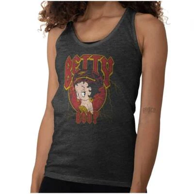 Camiseta sin mangas Betty Boop estampado de leopardo estrella de rock dibujos animados damas Foto 1 de 4