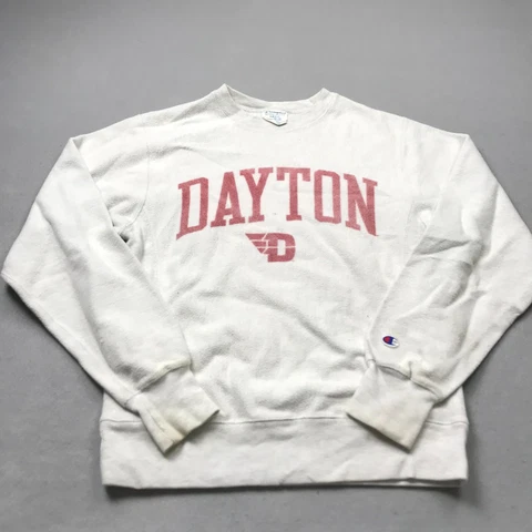 Dayton Flyers Sweatshirt Mens Small Gray Champion Reverse Weave NCAA Logo Fleece Cover