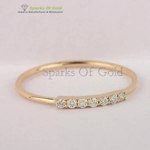 14k Gelbgold natürlicher 0,09 ct gepflasterter Diamant Band Verlobungsschmuck Brautgeschenk - Bild 1 von 4