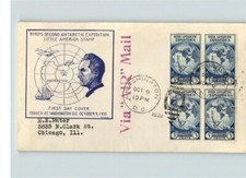 BYRD's 2nd Antarctic Expedition, 1933, # 733, Block of 4, First Day of Issue, Li