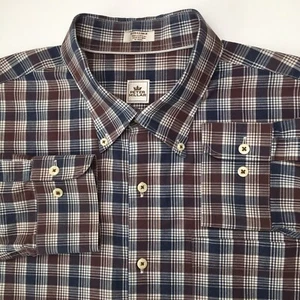 Peter Millar Crown Shirt Mens XL Dark Blue Plaid Button Up Long Sleeve - Picture 1 of 7