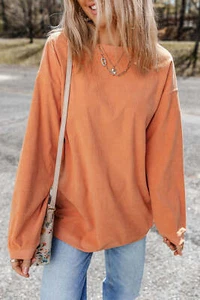 Orange geripptes Cord Oversize Sweatshirt - Bild 1 von 8
