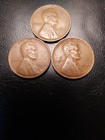 1941-P, 1941-D, 1941-S, Lincoln Wheat Penny 3-Coin Set Cover