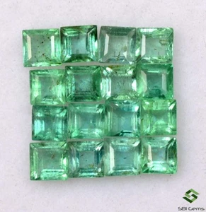1.64 Cts Natural Emerald Square Cut 2.50 mm Lot 16 Pcs Calibrated Loose Gemstone - Picture 1 of 5