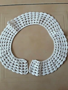 vintage col blanc dentelle de crochet@old collar hand - Picture 1 of 3