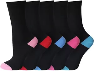 KAV Ladies Pack of 15 Colour Heel and Toe Stretch Breathable Socks in Black - Picture 1 of 6