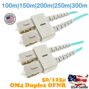 SC TO SC MULTIMODE DUPLEX PATCH CABLE OM4 50/125 100M TO 300M - Picture 1 of 4