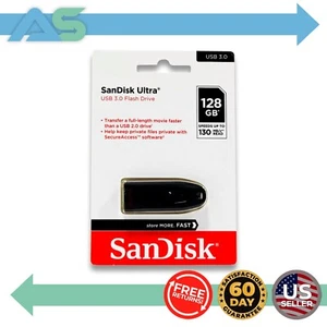 SanDisk Ultra 128GB USB 3.0 Flash Drive SDCZ48-128G-A46 High Speed Data Storage - Picture 1 of 4