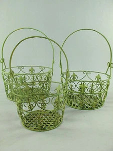 3er-Set Cesta de Flores Hierro Forjado Antik-Grün Canasto Plantas Redondo - Imagen 1 de 5