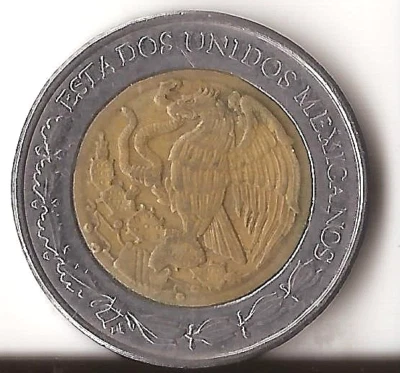 MÉXICO 1 PESO 1997 ANILLO DE ESPLENDOR (ANILLO DEL RESPLANDOR) EN EL CALENDARIO AZTECA Foto 1 de 2