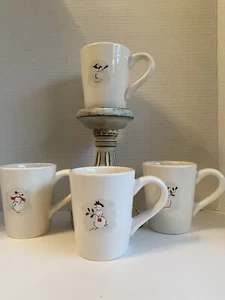 Williams-Sonoma Snowman Chef Christmas Winter Holiday Mugs Set Of 4 NEW - Picture 1 of 7