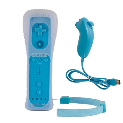 1&2 Pack Blue Wiimote Built-in Vibration Motion Plus Remote Controller /Nunchuck - Image 1 of 4