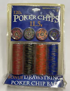 Professional Players 120 Count Poker Chips 11.5 G Cards Casino Gambling HoldEm D - Picture 1 of 2