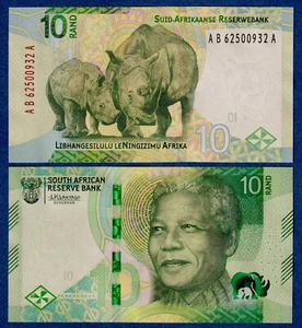 South Africa 10 Rand 2023 P-W148 UNC Banknote Nelson Mandela / Rhino - Bild 1 von 3