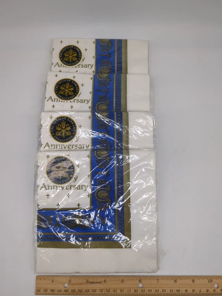 Lote de 4 servilletas de papel de aniversario para almuerzo bebidas fiesta de colección Contempo Vaticano Foto 1 de 4