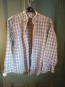 LL Bean Cotton Twill Shirt Mens XL-REG Blue Plaid Long Sleeve Button ODUD3 - Picture 1 of 4