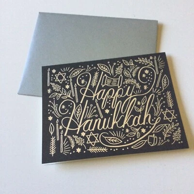 RIFLE PAPER COMPANY PACK  OF 8 HANUKKAH CARDS SILVER ENVELOPES NWT - Image 1 of 4