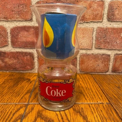 Coca-Cola/Coke 1978 vintage ~ candelabro flotante huracán/vidrio ~ 6,5" de alto Foto 1 de 2