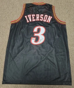 Allen Iverson Signed Black "The Answer" Basketball Jersey XL Beckett Auto 76ers - Picture 1 of 4
