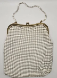 VTG Whiting & Davis Gold Off White Metal Mesh Evening Bag Purse Art Deco USA - Picture 1 of 11