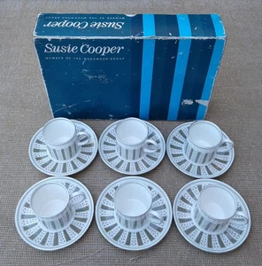 SUSIE COOPER "PERSIA" BOXED SET OF 6 KAFFEEDOSEN AND UNTERTASSEN - C2109. - Bild 1 von 17