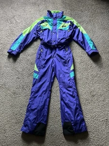Vtg 1980s Ski Suit Mens One Piece Snowsuit Hard Corps Jumpsuit Snow Bib Medium - Picture 1 of 15