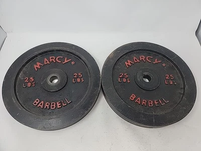 2 винтажные весовые пластины для штанги Marcy, пластина 25 фунтов отверстие 1 дюйм (всего 50 фунтов) - Изображение 1 из 4