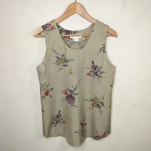 Vintage lässiges geblümtes 100 % Seide Top Damen Medium ärmellos grün - Bild 1 von 8