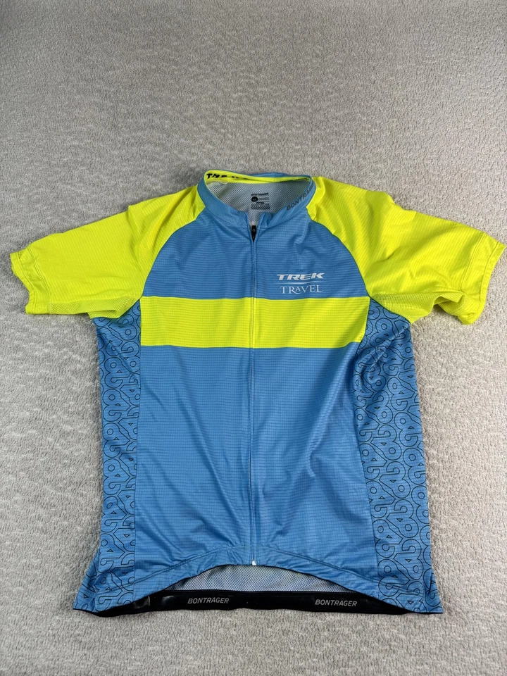 Bontrager Trek Travel Cycling Jersey Mens XL Blue Yellow Fitted Full Zip Hi Vis - Image 1 of 4
