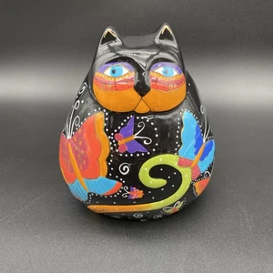 Vintage Laurel Burch schwarze Katze Ganz Keramik Figur mit Schmetterlingen Wohndeko - Bild 1 von 11