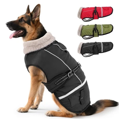 Dog Coat, Warm Dog Winter Coat Reflective Jacket Waterproof Fleece Vest, Pet ... - Image 1 of 4