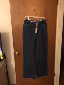 WIR TRUGEN WAS NEU! Dark Wash Raw Waist & Hem Straight Leg High Rise Jeans Gr. 29 - Bild 1 von 9