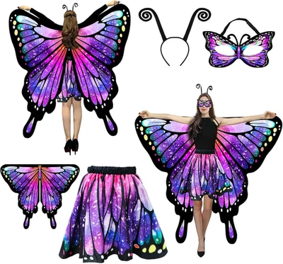 Disfraces Ala Mariposa para Mujer, Halloween Capa Mariposa con Falda Adultos, F Foto 1 de 4
